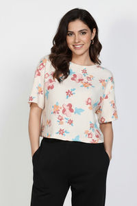 Zivame Knit Cotton Loungewear Top - Butter Cream — thumbnail 3